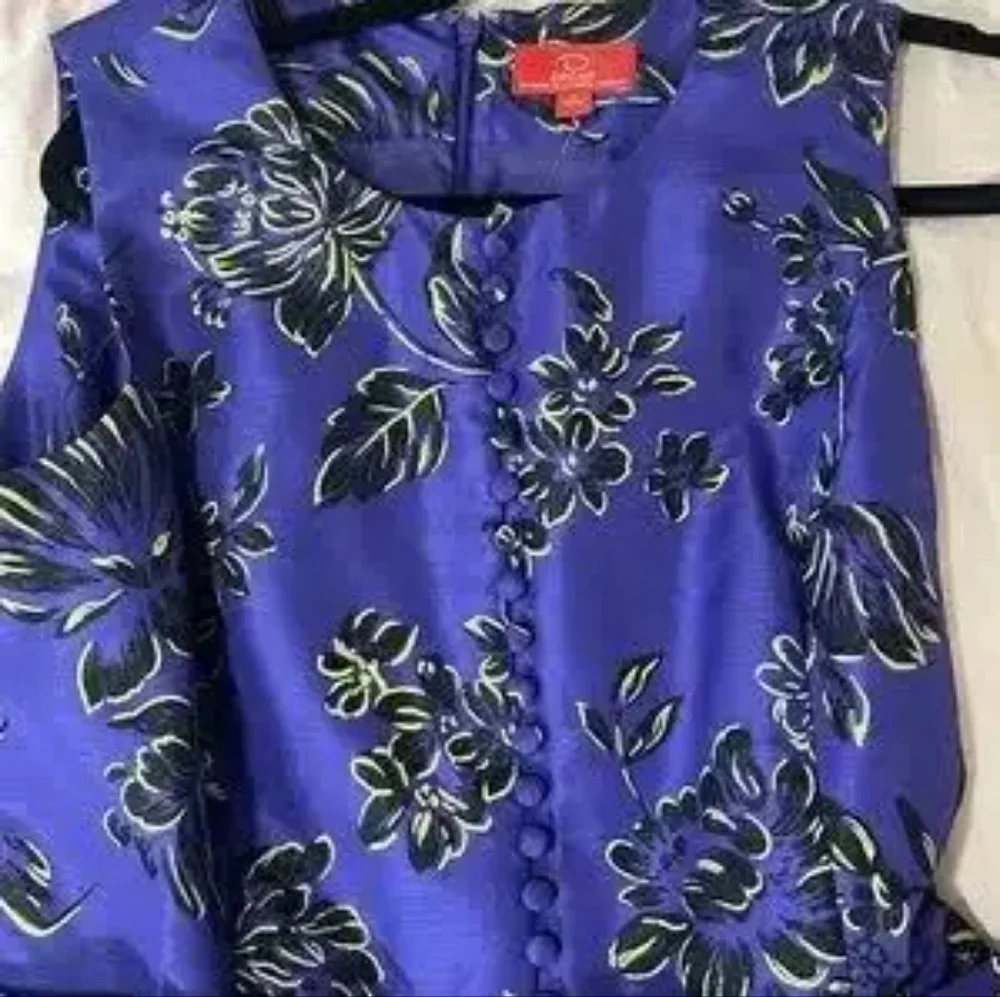 □$1,200 OSCAR DE LA RENTA NEW BEAUTIFUL PURPLE FLORAL MIDI DRESS US 12 L - Picture 2 of 10
